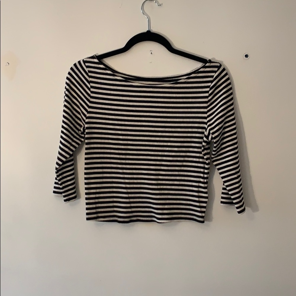 Black & White striped tight croped top